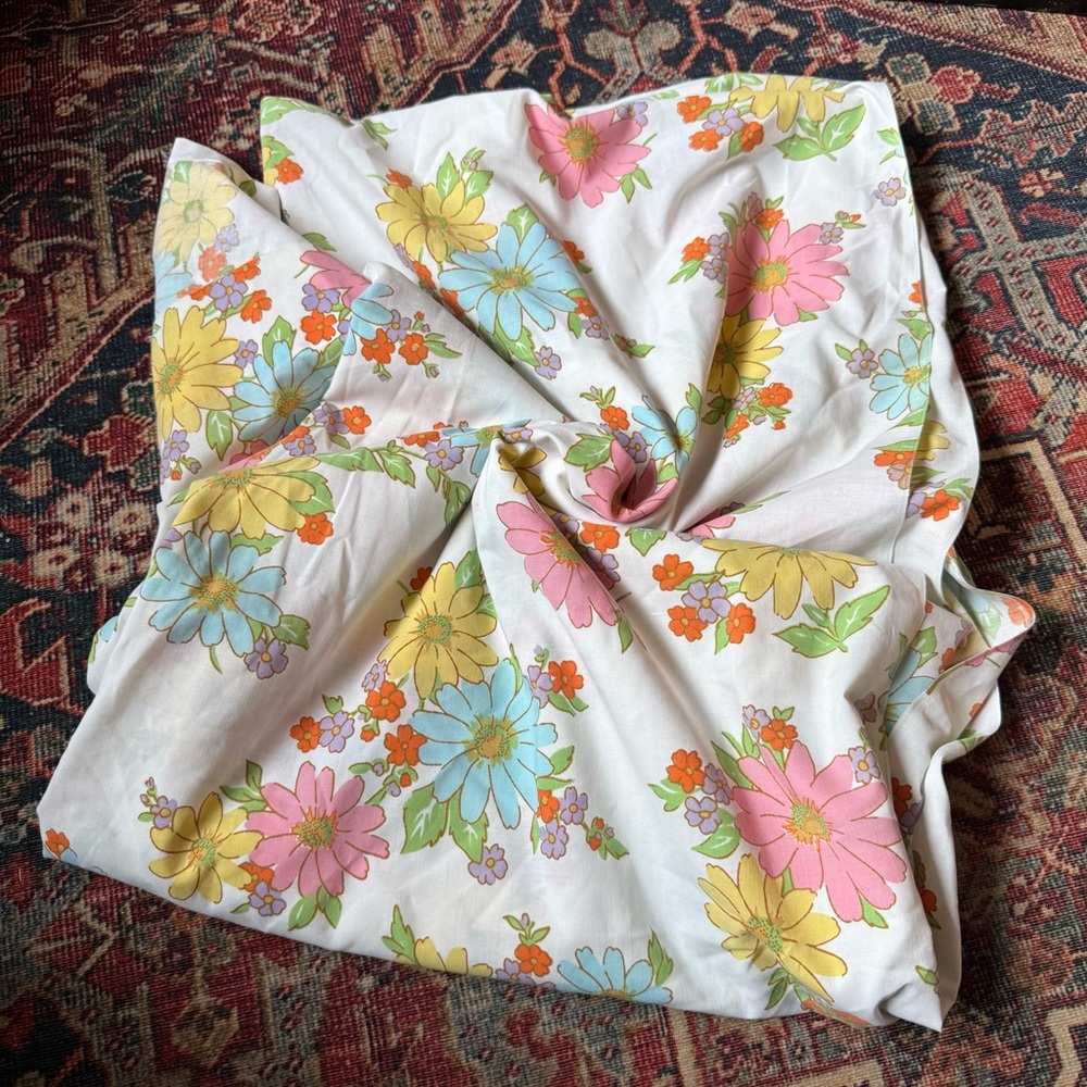 1969 Floral Print Fabric with Multicolor Flowers
